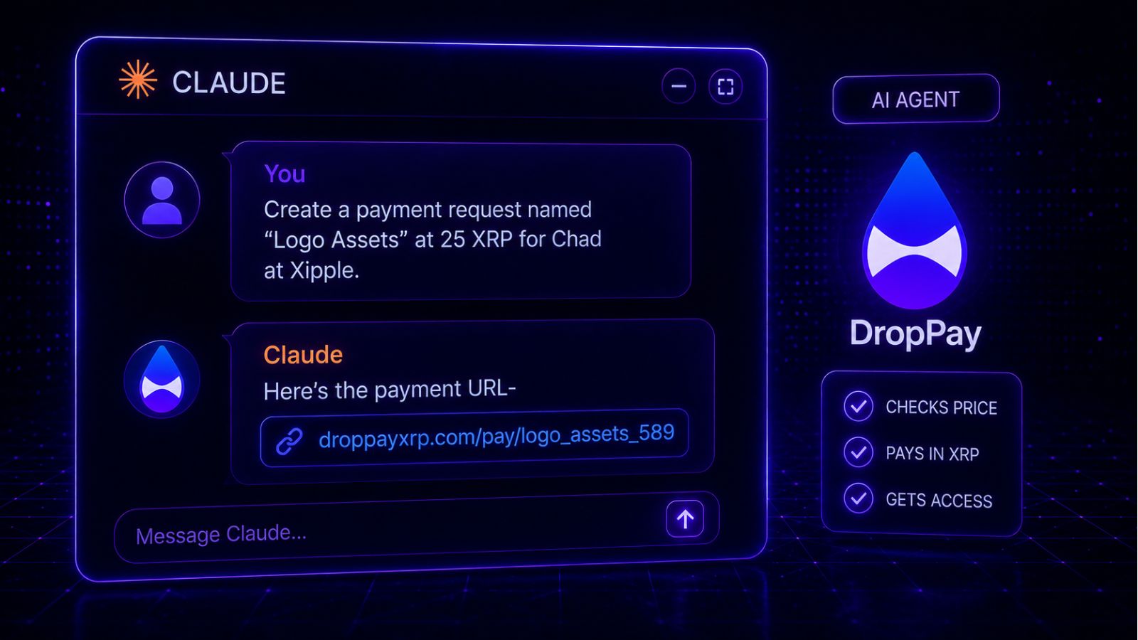 AI agent interacting with DropPay via MCP